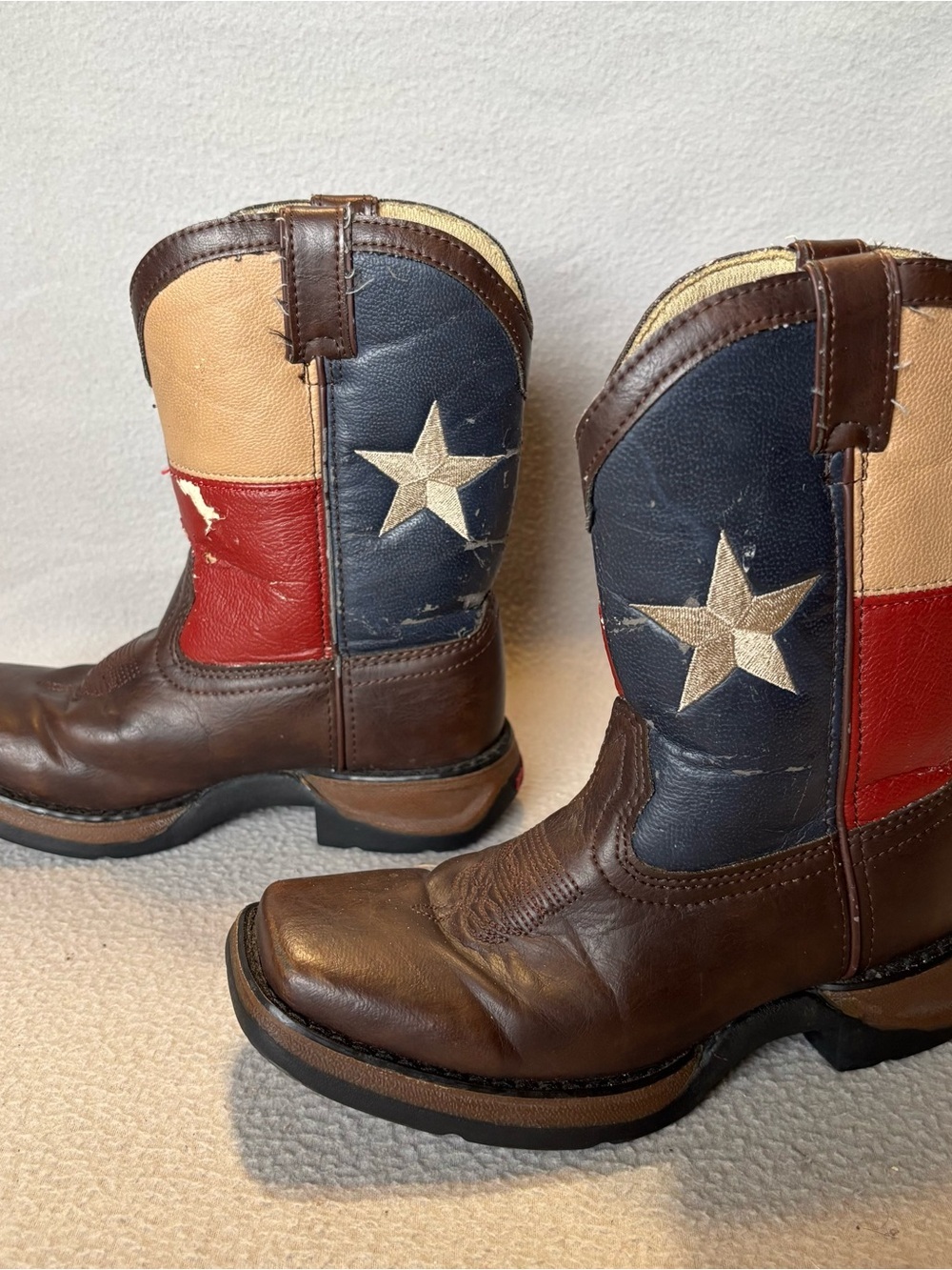 Durango Kids size 1M Texas Flag Western Cowboy Boots model BT246 some peeling